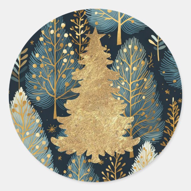 Sticker Rond Arbre de Noël de la Forêt de Noël (Devant)