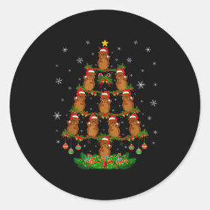 Sticker Rond Arbre de Noël de la marmotte drôle amateur de Noël
