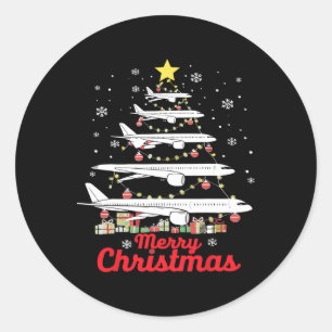 Sticker Rond Arbre de Noël de l'avion Joyeux Noël les plus prob