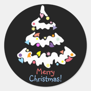 Sticker Rond arbre de Noël décoré de neige
