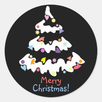 Sticker Rond arbre de Noël décoré de neige