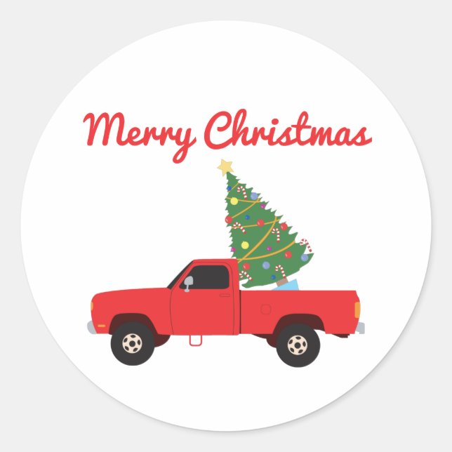Sticker Rond Arbre de Noël du camion de ramassage (Devant)