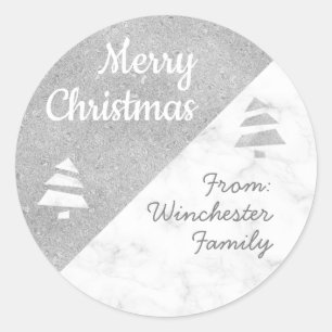 Sticker Rond Arbre de Noël en marbre (métal : argent)