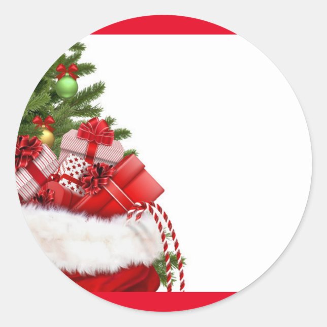 Sticker Rond Arbre de Noël et cadeaux personnalisés Modèle vier (Devant)