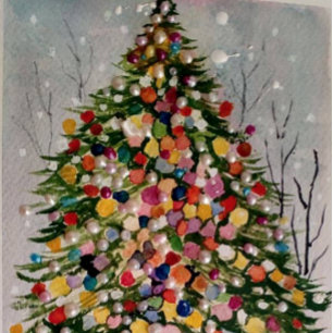 Sticker Rond Arbre de Noël étincelant -