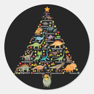 Sticker Rond Arbre de Noël Fanny Dinosaure Cadeaux de Noël Dino