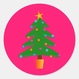 Sticker Rond Arbre de Noël Festif Vert