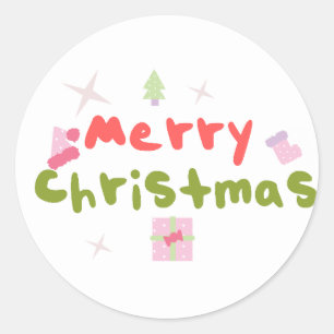 Sticker Rond Arbre de Noël Groovy lettres bulles   