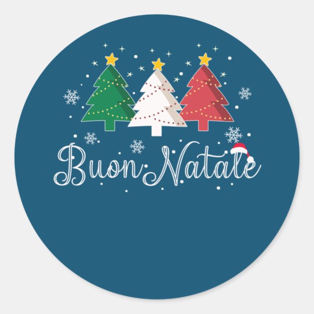 Sticker Rond Arbre de Noël italien Buon Natale (Devant)