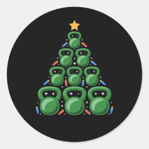Sticker Rond Arbre de Noël Kettlebell Gym Fitness Workout Noël