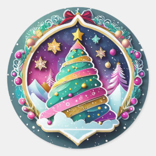 Sticker Rond Arbre de Noël magique
