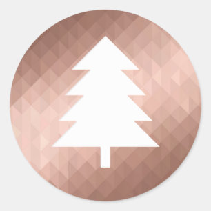 Sticker Rond Arbre de noël minimaliste rose