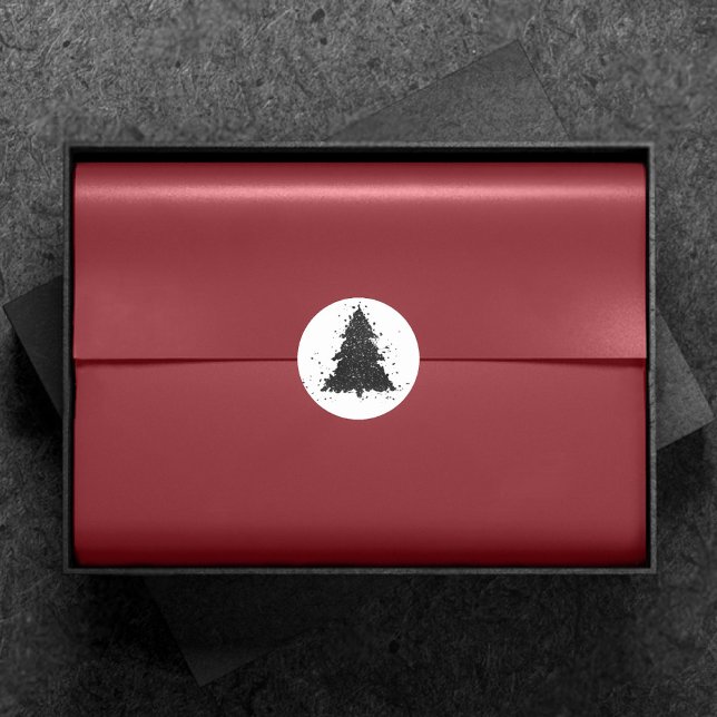 Sticker Rond Arbre de Noël Moody | Onyx Silvery Black Splatter (Créateur téléchargé)