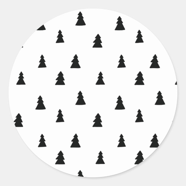 Sticker Rond Arbre de Noël noir Motif scandinave (Devant)
