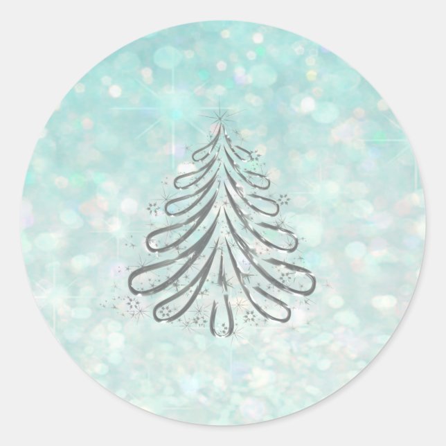 Sticker Rond Arbre de Noël Parties scintillant romantique brill (Devant)