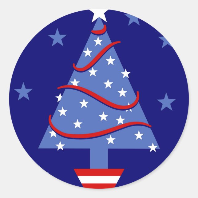 Sticker Rond Arbre de Noël patriotique (Devant)