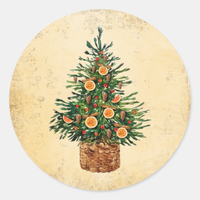 Sticker Rond Arbre de Noël Pays traditionnel Simple (Devant)