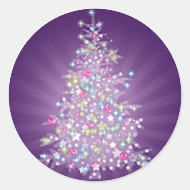 Sticker Rond Arbre de Noël pourpre (Devant)