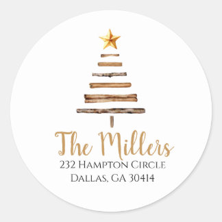 Sticker Rond Arbre de Noël Retourner l'adresse Classic Round