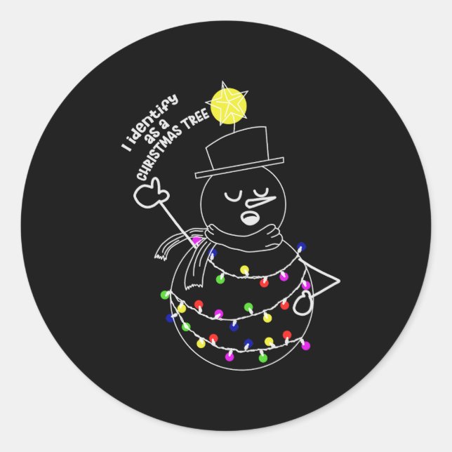 Sticker Rond Arbre de Noël Snowman (Devant)