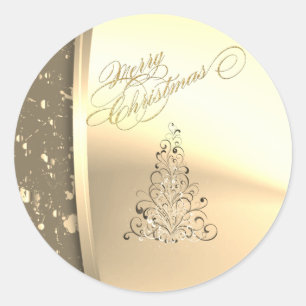 Sticker Rond Arbre de Noël tendance, Faux Gold
