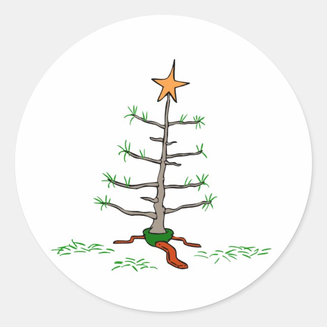 Sticker Rond Arbre de Noël triste (Devant)