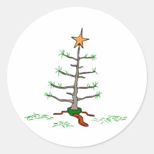 Sticker Rond Arbre de Noël triste