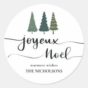 Sticker Rond Arbre de Noël Waterton Joyeux Noel Script