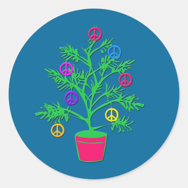 Sticker Rond Arbre de Paix Arbre de Vacances avec Symboles de P (Devant)