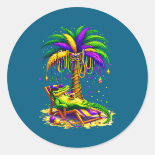 Sticker Rond Arbre de palme Mardi Gras Hawaïen Trocal Louisiane