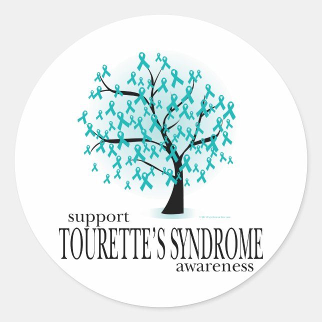 Sticker Rond Arbre de syndrome de Tourette (Devant)