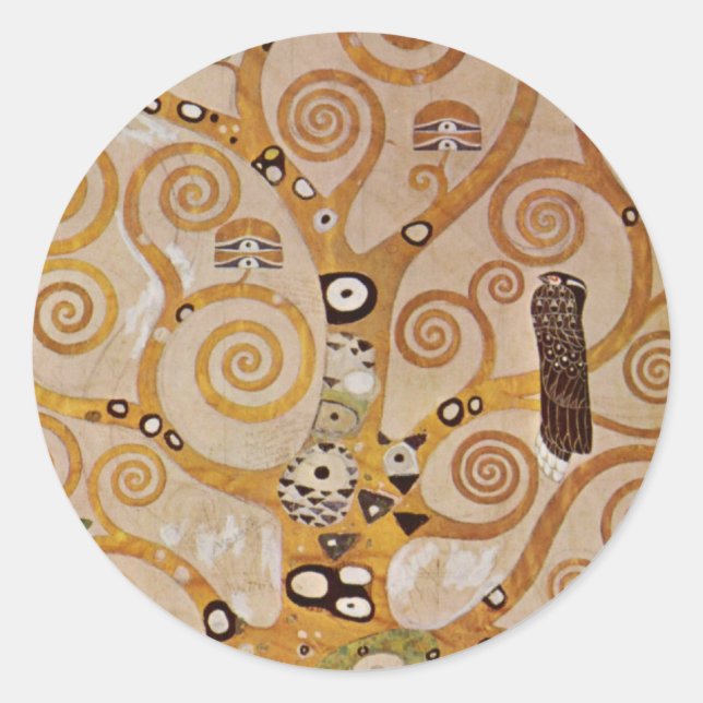 Sticker Rond Arbre de vie de Gustav Klimt, Art Nouveau stylisé (Devant)