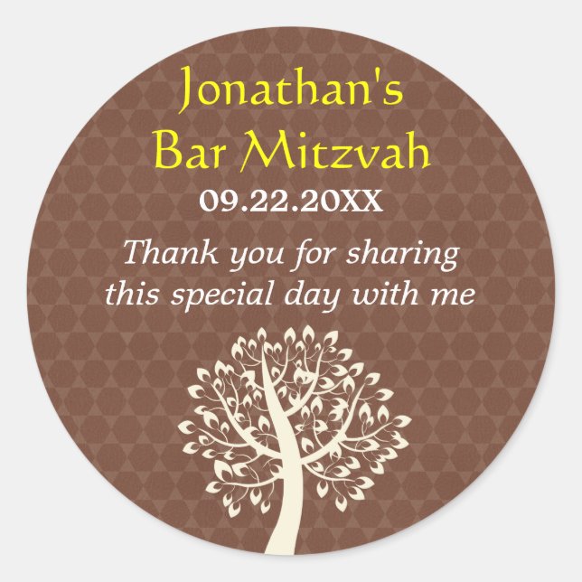 Sticker Rond Arbre de vie Star de David Bar-Bat mitzvah (Devant)