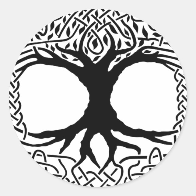 Sticker Rond Arbre de vie Yggdrasil Norse wicca mythologie (Devant)