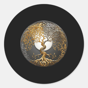 Sticker Rond Arbre de vie Yin Yang symbole bouddhiste taoïste M