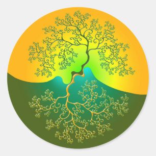 Sticker Rond Arbre de Yin et Yang dans la nature