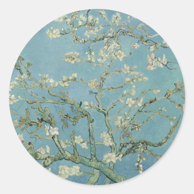 Sticker Rond Arbre élégant "Fleur d'Amandes" (Devant)