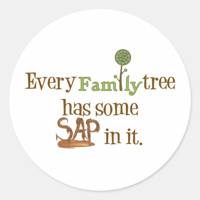 Sticker Rond Arbre familial amusant (Devant)