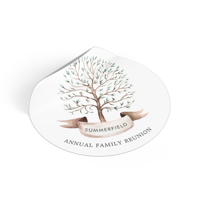 Sticker Rond Arbre généalogique annuel de la Réunion familiale (Family Reunion Genealogy Tree Custom Sticker)
