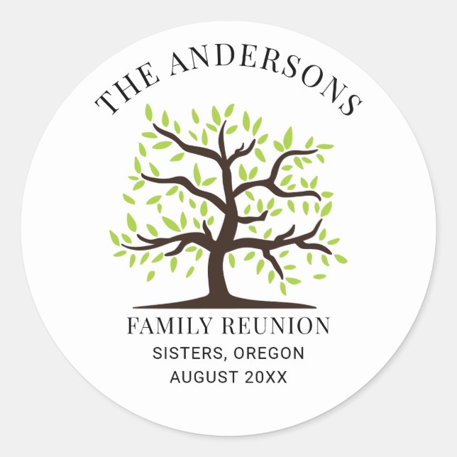 Sticker Rond Arbre Généalogique de Réunion de Famille Personnal (Devant)