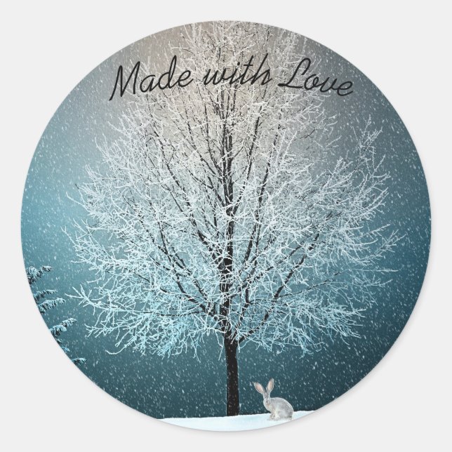 Sticker Rond Arbre givré le soir (Devant)