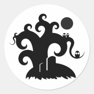 Sticker Rond Arbre Halloween