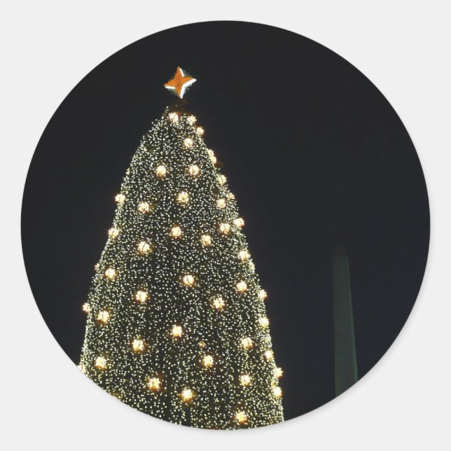 Sticker Rond Arbre national de Noël et Monument de Washington l (Devant)