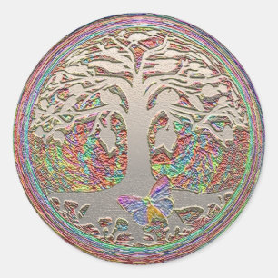 Sticker Rond Arbre or avec bouton