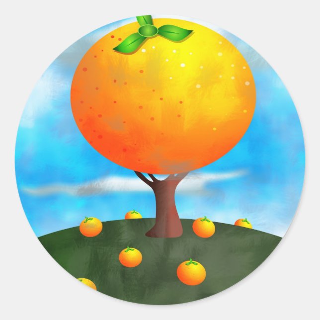 Sticker Rond Arbre orange (Devant)