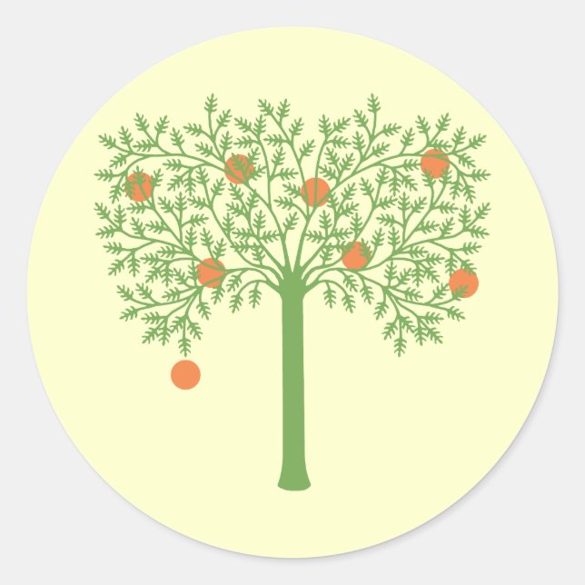 Sticker Rond Arbre orange stylisé (Devant)