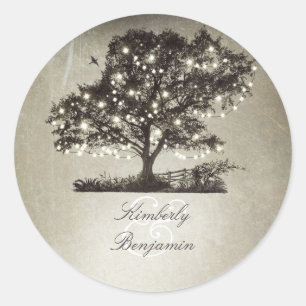 Sticker Rond Arbre rustique et Mariage lumineux