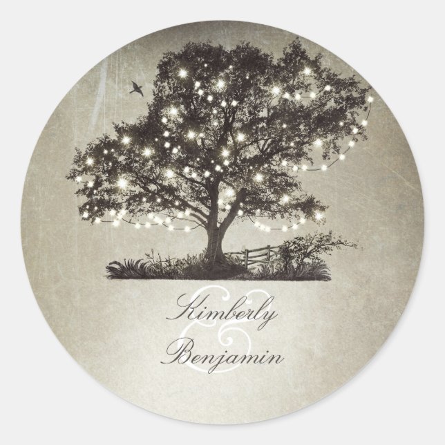 Sticker Rond Arbre rustique et Mariage lumineux (Devant)