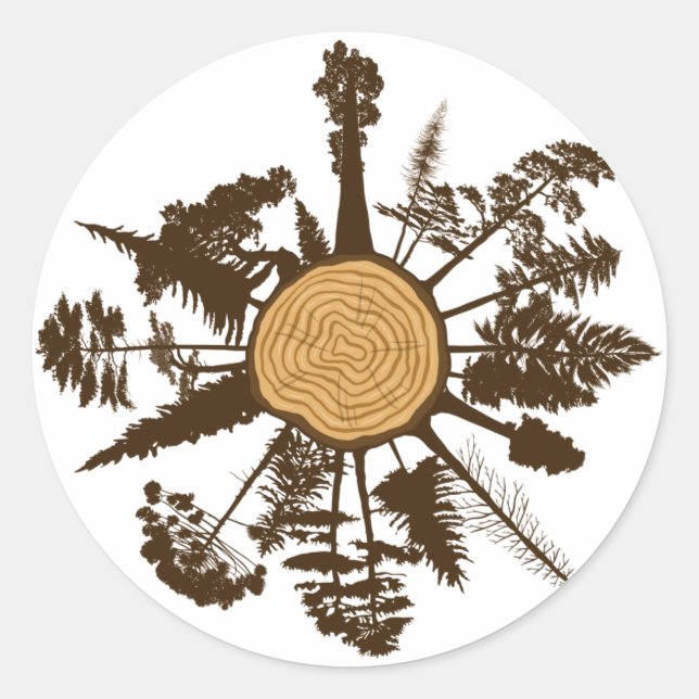 Sticker Rond Arbre Tronc Section de croissance Cercles Pins Arb (Devant)