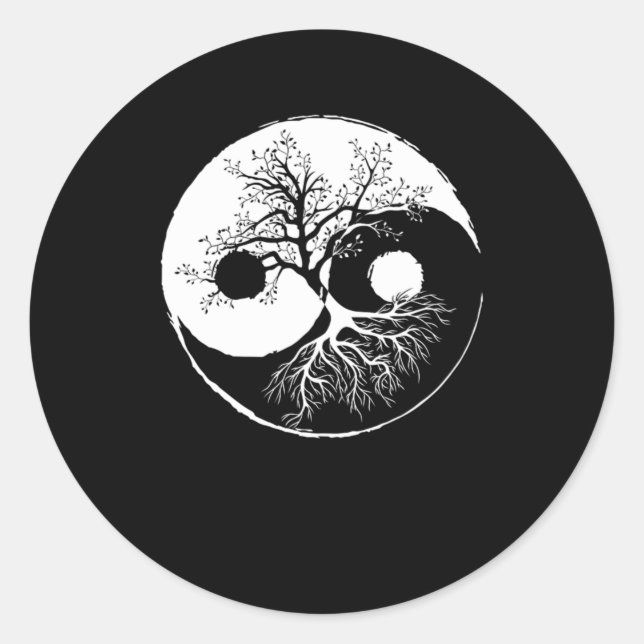 Sticker Rond Arbre Yin Yang Bonsai China Harmony Méditation cad (Devant)
